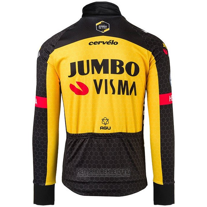 2021 Fahrradbekleidung Jumbo Visma Shwarz Gelb Trikot Langarm und Tragerhose - zum Schließen ins Bild klicken